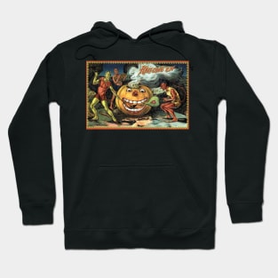 Victorian Halloween Pumpkin and Devils Greetings Hoodie